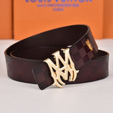 Amiri Belt dark brown Plaid pattern Golden deer logo
